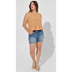 Spring Texture Knit High Neck Ruffle Crop Top Peach Floral Print! PlusSize 18/20